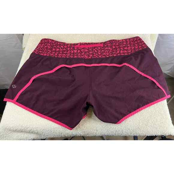 Lululemon Women's Burgundy w/Pink Detail Running Shorts Size 8 - Picture 3 of 6